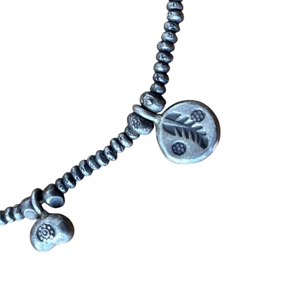 Handmade Silver Beaded Charm Bracelet With Floral & Spiral Designs - Picture 2 of 6